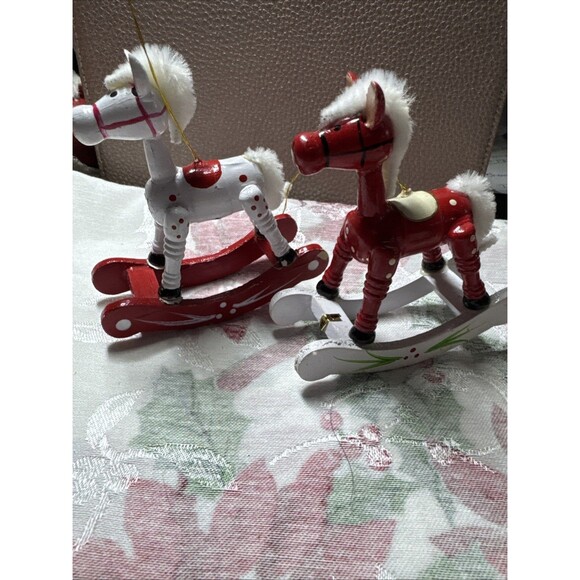 Wooden Rocking Horse Christmas Tree Ornament Hand-Painted Vintage Taiwan Lot 5 - Picture 8 of 8